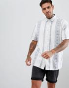 Asos Design Oversized Textured Stripe Shirt - White