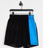 Collusion Unisex Sport Shorts In Black With Blue Panel-blues