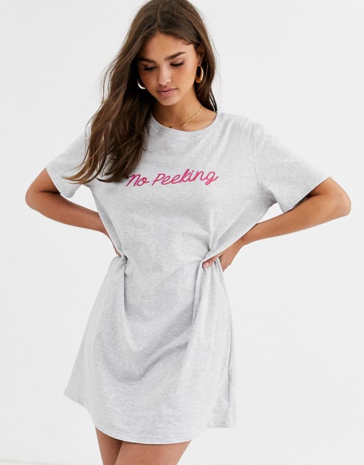 Cotton On Body Boxy Slogan T Shirt In Gray Marl