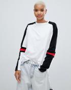 Asos Design Long Sleeve T-shirt In Mono Color Block - White