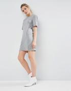 Asos Sweat Dress With Pearl Shoulder Detail - Gray