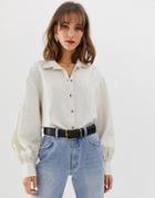 Vero Moda Linen Shirt With Volume Sleeve - Cream