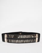 Aldo Wide Waist Belt With Leather Braid