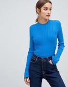 Hugo Ribbed Knitted Top-blue