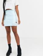 Asos Design Vinyl Mini Skirt With Buckle