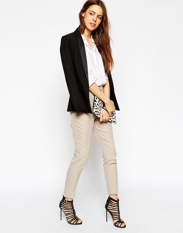 Asos Premium Cigarette Ankle Grazer Pant - Stone