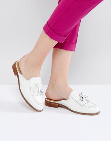 H By Hudson Flat Mule Loafer - White