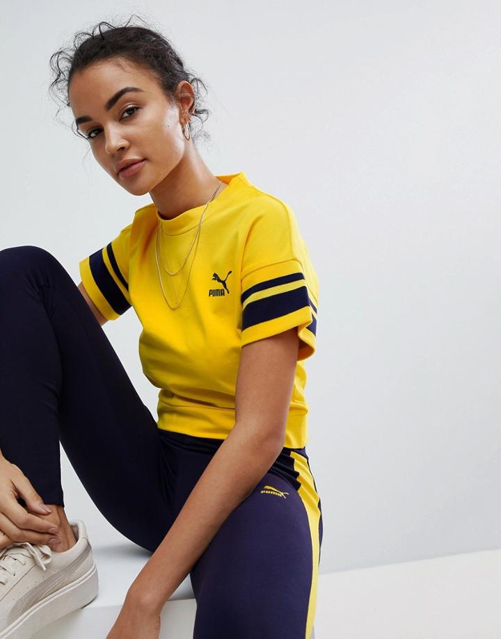 Puma Tipping Tee In Mustard - Yellow