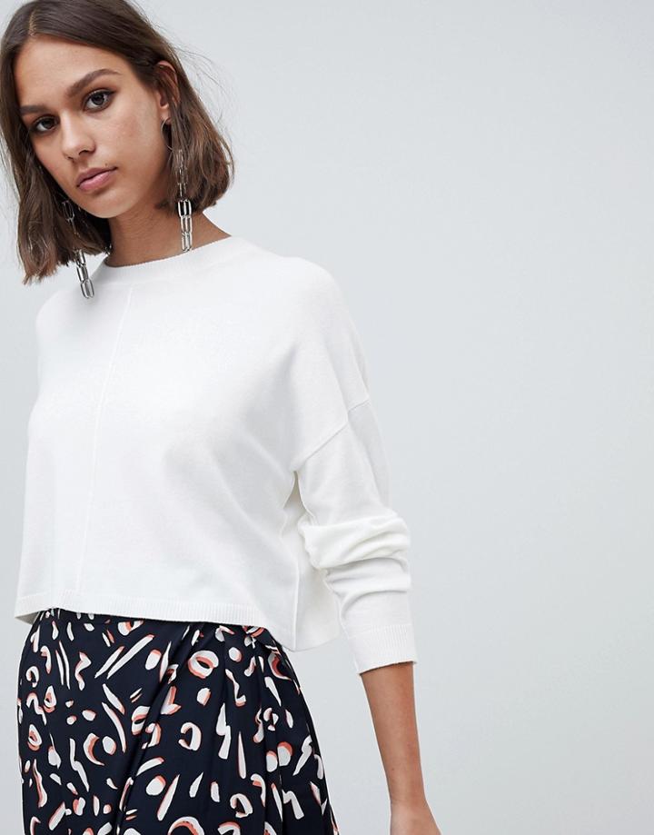 Asos Design Oversized Sweater With Seam Detail - Cream