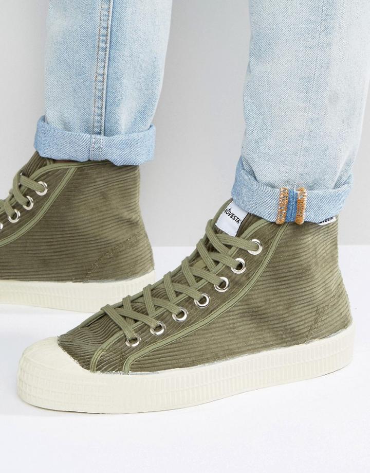 Novesta Star Dribble Corduroy Hi Top Pimsolls - Green