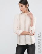 Vero Moda Tall Lace Detail High Neck Shell Top - Cream