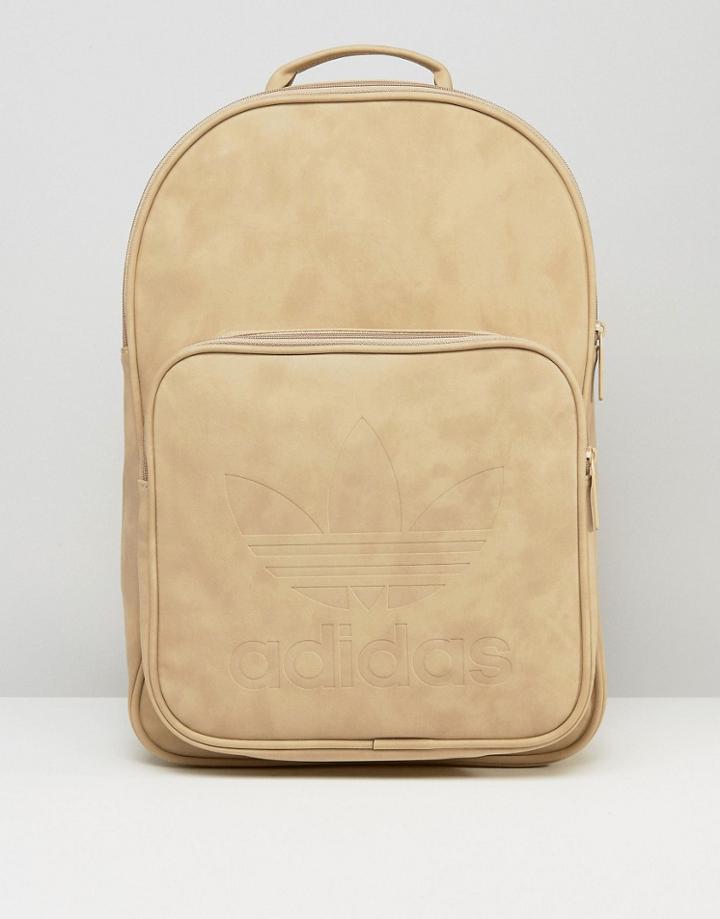 Adidas Originals Classic Backpack In Linen Khaki Bk7051 - Tan