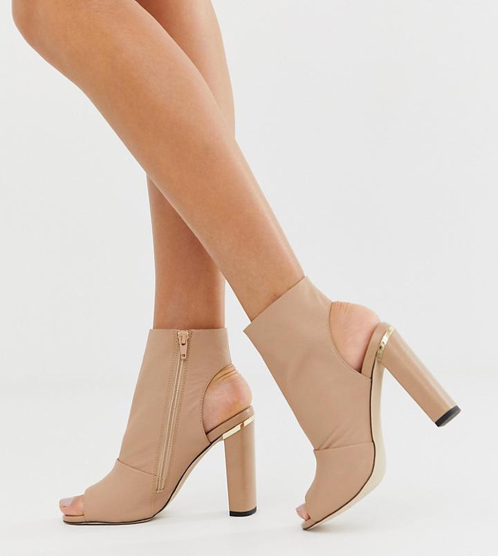 River Island Shoe Boots With Peep Toe In Nude - Pink