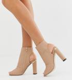 River Island Shoe Boots With Peep Toe In Nude - Pink