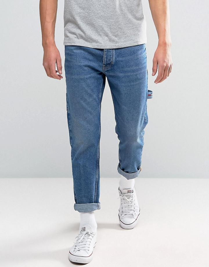 Tommy Jeans 90s Carpenter Jeans M18 Tapered Fit In Dark Wash - Blue