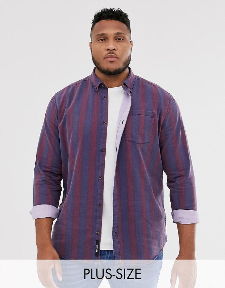 Only & Sons Vintage Wash Striped Shirt In Red