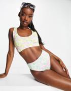 Asos Design Mix And Match High Leg High Rise Bikini Bottom In Mixed Ditsy Floral Print-multi