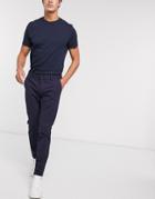 Only & Sons Stretch Smart Pants In Navy Pinstripe