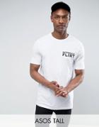 Asos Tall Longline T-shirt With Notorious Flirt Print - White