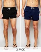 Asos Swim Shorts 2 Pack With Black Super Short And Navy Short Length Save 17%