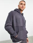 The Couture Club Spliced Pullover Hoodie With Gothic Detailing In Charcoal - Part Of A Set-gray
