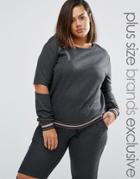 One Day Plus Metallic Ribbed Sweat Top With Cutout Elbow - Multi