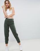 Asos Design Slim Leg Combat Pants In Khaki - Green