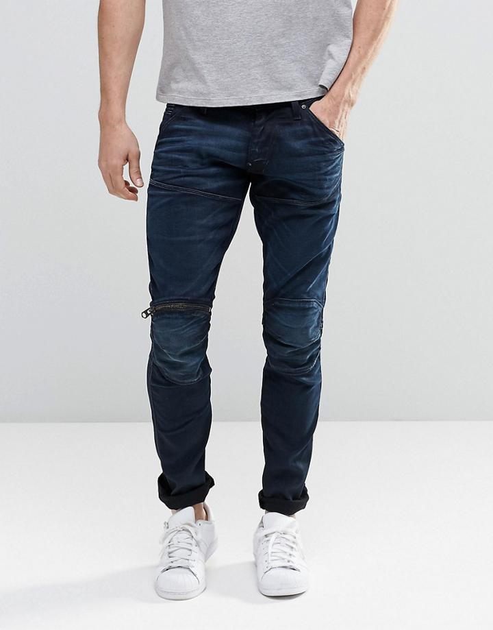 G-star 5620 3d Zip Knee Super Slim Jeans - Navy
