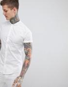 Asos Design Skinny Shirt With Baseball Collar In White - White