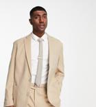 New Look Relaxed Fit Suit Jacket In Tan-brown