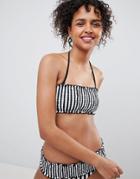 Monki Rouched Stripe Bandau Bikini Top - Multi