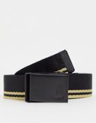 Fred Perry Tipped Webbing Belt In Black/gold