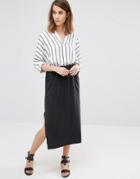 Warehouse Premium Fabric Tie Waist Skirt - Gray