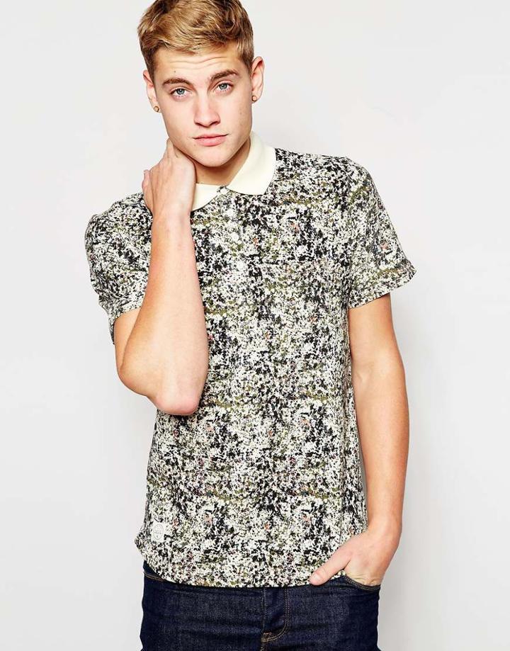 Native Youth Spray Paint Polo Shirt - Tan