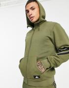 Adidas Hoodie With Three Stripes In Khaki-green