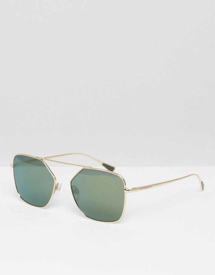 Emporio Armani Cut Square Sunglasses In Silver - Gold