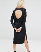 Asos Midi Dress With Open Back - Black
