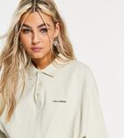 Collusion Unisex Oversized Polo In Heavy Jersey Fabric In Ecru-white