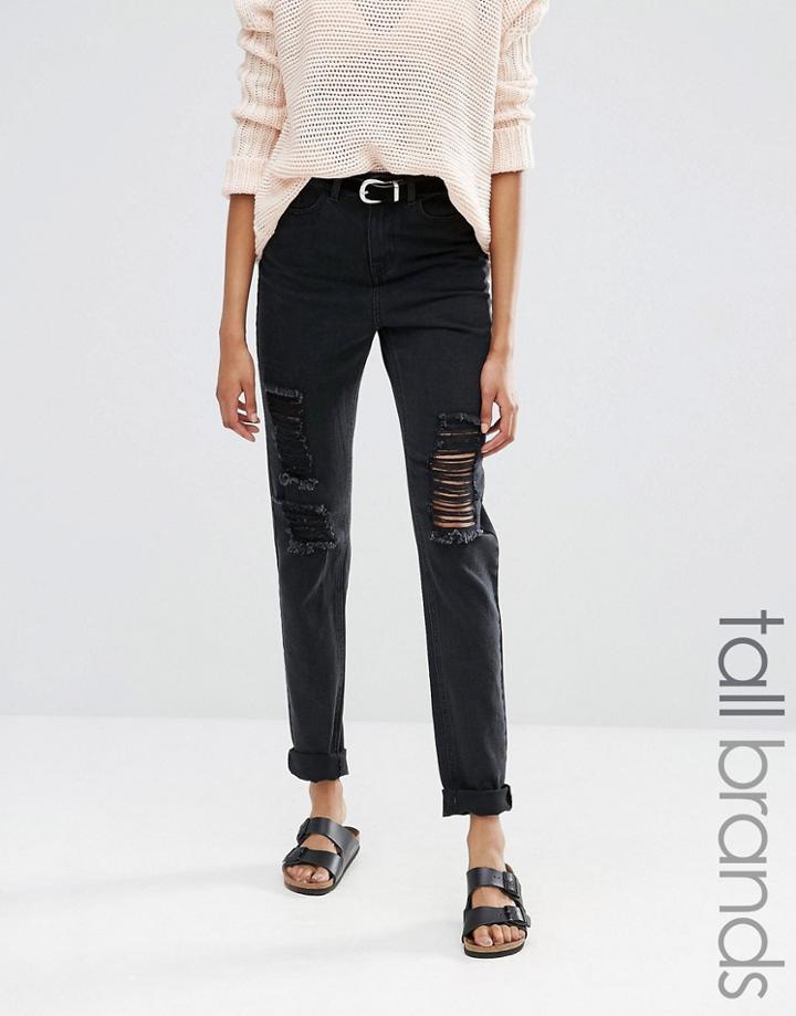 Noisy May Tall Distressed Boyfriend Jean - Black