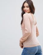 Asos Sweater With Pointelle Stitch And Back Detail - Pink
