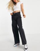 Weekday Ace Organic Cotton Wide Leg Jeans In Vintage Black
