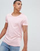 Asos Design T-shirt With Scoop Neck In Pink - Pink