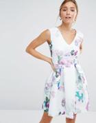 Closet Floral Blossom Skater Dress - White