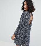 Reclaimed Vintage Inspired Open Back Swing Dress In Grunge Floral - Blue