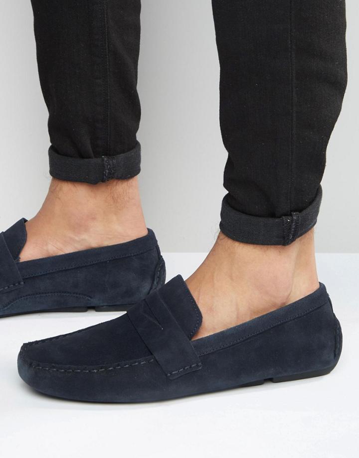 Red Tape Driving Shoes In Navy Suede - Blue