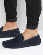 Red Tape Driving Shoes In Navy Suede - Blue