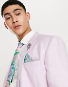 Asos Design Recycled Slim Tie And Pocket Square With Marble Design In Pink