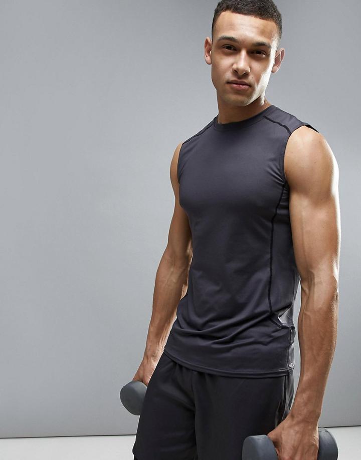 New Look Sport Stretch Tank In Gray - Gray