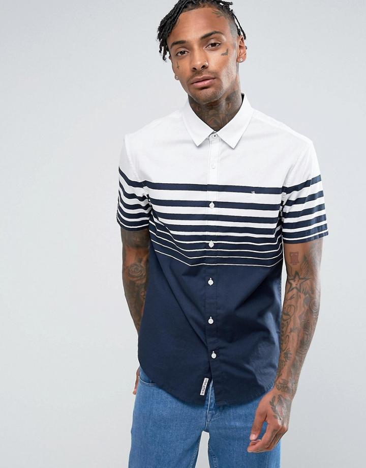 Original Penguin Short Sleeve Slim Fit Shirt With Gradiant Stripe In Navy - Navy