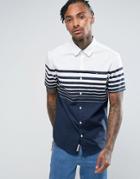 Original Penguin Short Sleeve Slim Fit Shirt With Gradiant Stripe In Navy - Navy